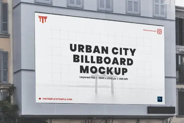 城市商超大屏幕广告牌设计样机v4 Urban City Billboard Mockup 04