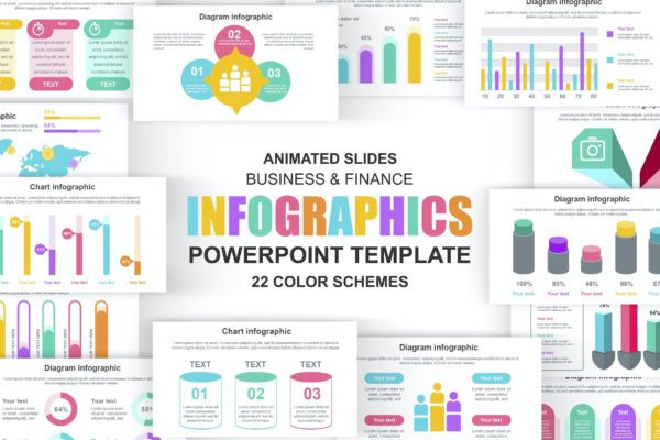 信息图表Powerpoint动画幻灯片模板 Infographics Powerpoint Animated Slides Template