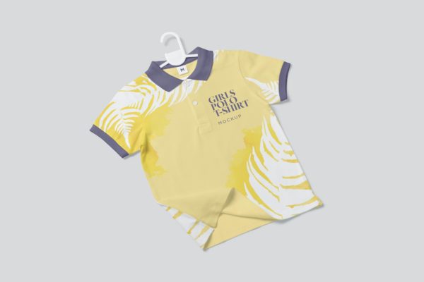 女孩短袖Polo衫设计样机 Girls Polo Shirt Mockups
