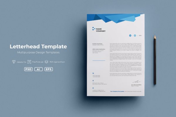 企业文具信纸信笺设计模板v63 SRTP- Letterhead Template.63