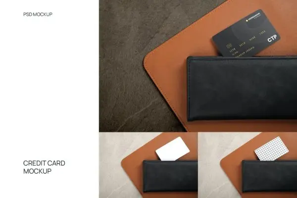 平躺豪华信用卡设计样机 Luxury Credit Card Mockup Flat Lay