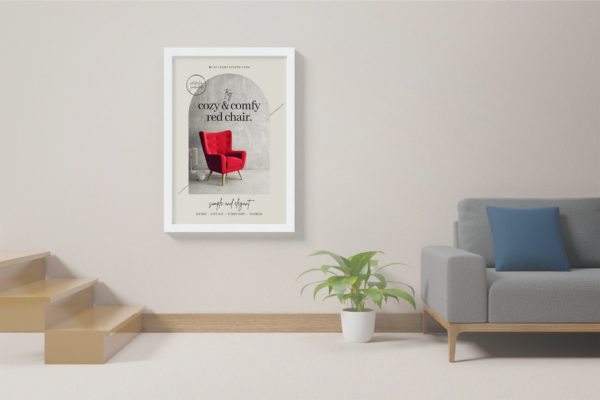 客厅背景作品框架样机 Frame Mockup in Living Room