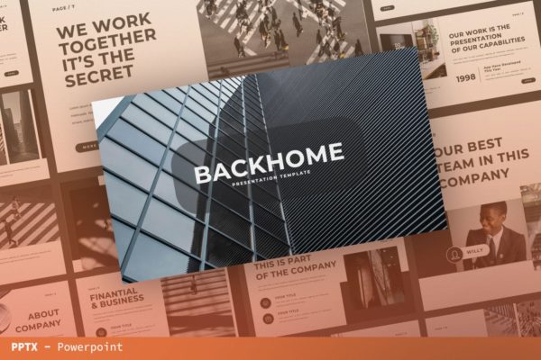 企业招聘PPT模板下载 Backhome Presentation Template