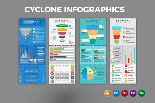 旋风形状信息图表设计模板 Cyclone – Infographics Design