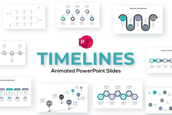 时间轴动画图表PPT设计模板 Timelines Animated PowerPoint Presentation. Set 01