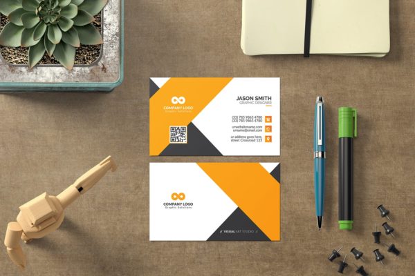 简约几何风格平面设计师名片设计模板 Business Card