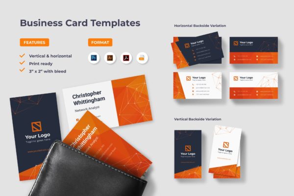 线点背景科技公司名片模板 Business Card
