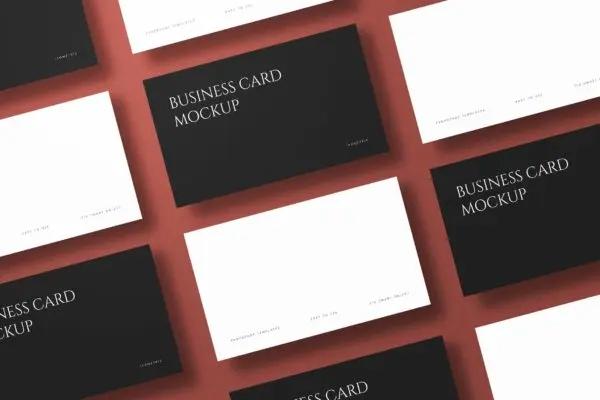 等距视图名片展示设计样机 Isometric Business Card Mockup