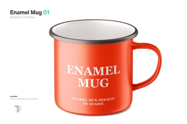 搪瓷杯品牌Logo设计样机 Enamel Mug Mockup