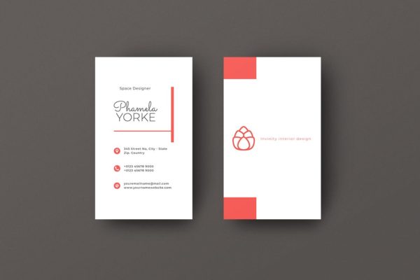 简约风格竖版名片设计模板 Vertical Business Card Designer