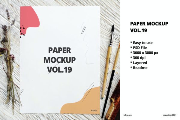 海报素描作品展示纸张样机模板v19 Paper Mockup Vol.19