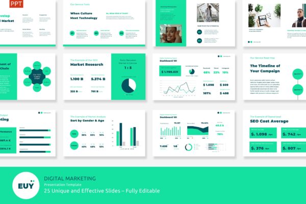 数字营销PPT幻灯片模板下载 EUY – Digital Marketing Presentation Template