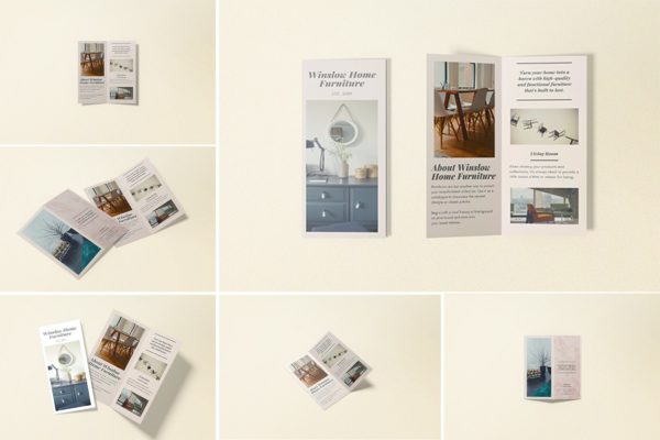 DL尺寸双折宣传册页面设计样机 DL Bi-fold Brochure Mockups