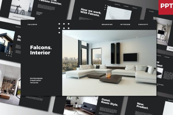 家居设计演示文稿PPT模板 Falcons Powerpoint Template