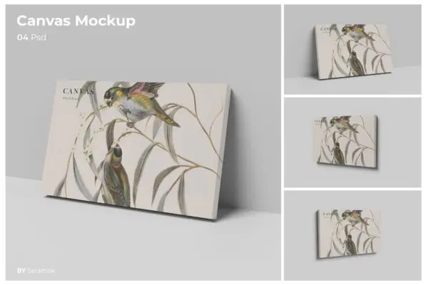 横版画布艺术作品展示样机 Canvas Mockup