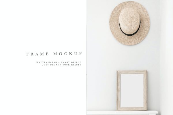 草帽元素A4画框/相框样机模板 Frame Mockup #570