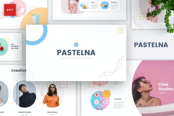 彩色粉彩作品集PPT幻灯片模板 Pastel Color PowerPoint Template
