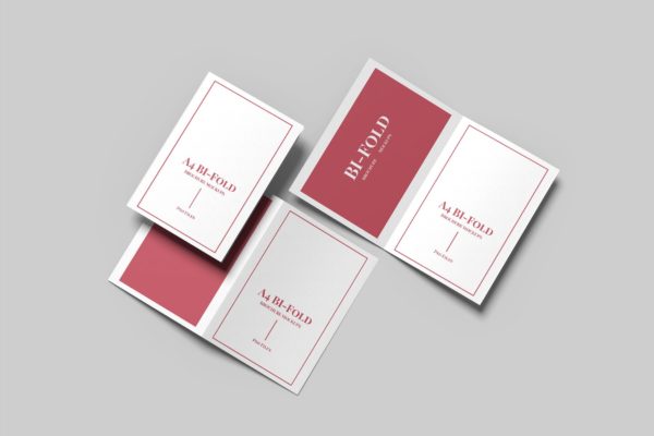 A4双折页小册子设计样机 A4 Bifold Brochure Mockup