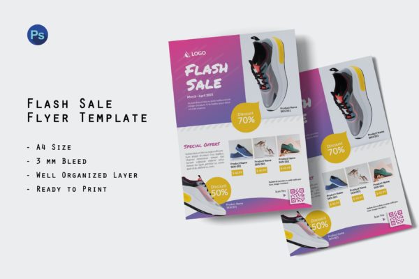 品牌促销广告传单模板下载 Flash Sale Flyer Template