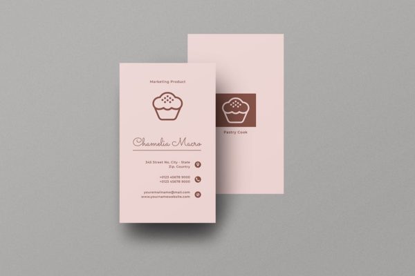 蛋糕烘焙品牌企业名片模板 Vertical Business Card Restaurant