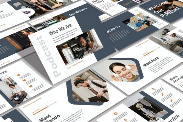 专栏播客PPT创意模板 PODCAST – Powerpoint Template