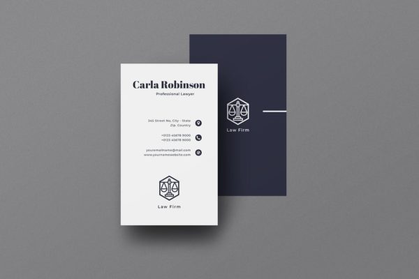 司法律师机构名片设计模板 Vertical Business Card Lawyer