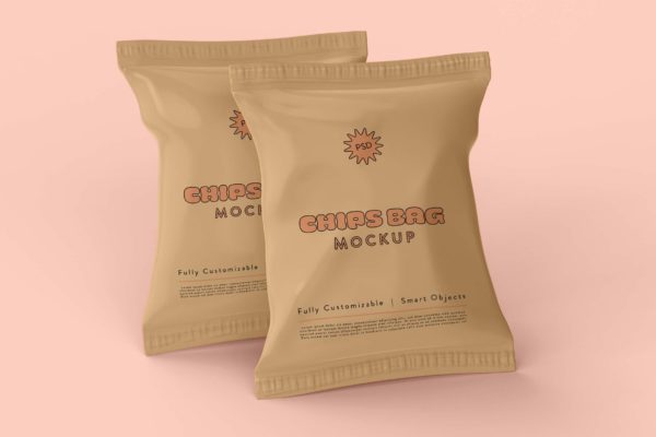 薯片零食袋包装设计样机v3 Snack Bag Mockup