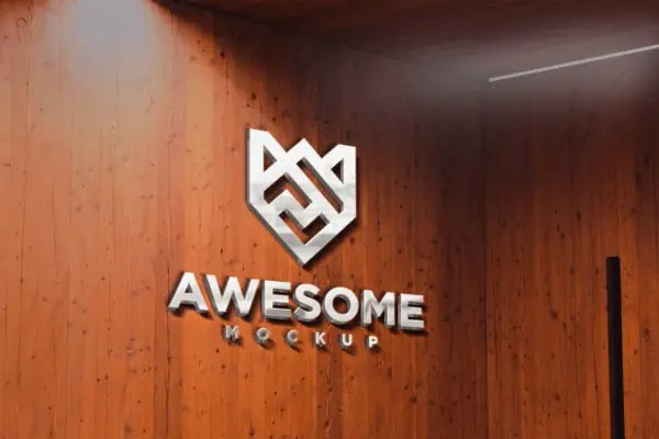 木墙标志Logo企业品牌展示样机v1 Wood Wall Logo Mockup