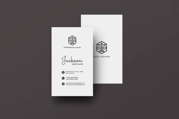 竖版设计法律顾问个人名片模板 Vertical Business Card Adviser
