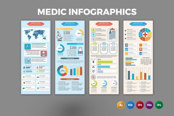 医疗主题信息图表设计模板 Medic – Infographics Design