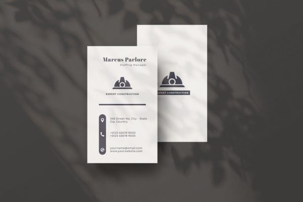 专业建筑管道维修公司名片模板 Vertical Business Card Construction