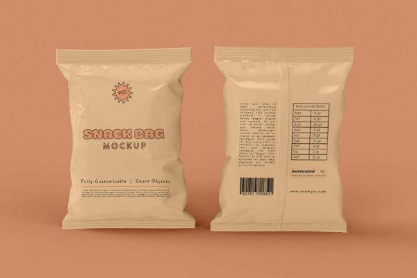 薯片零食袋包装设计样机v2 Snack Bag Mockup