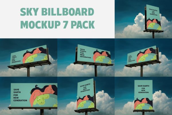 高速公路广告牌广告展示设计样机 Billboard Mockup Pack – AS