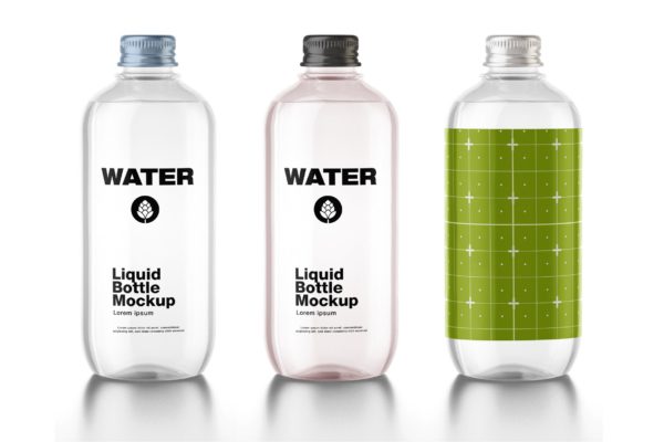 饮料水瓶标签包装设计样机 Water Bottle Mockup
