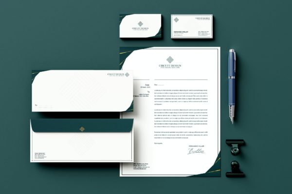 优雅风格企业品牌VI设计办公文具套装 Blue Branding Identity & Stationery Pack