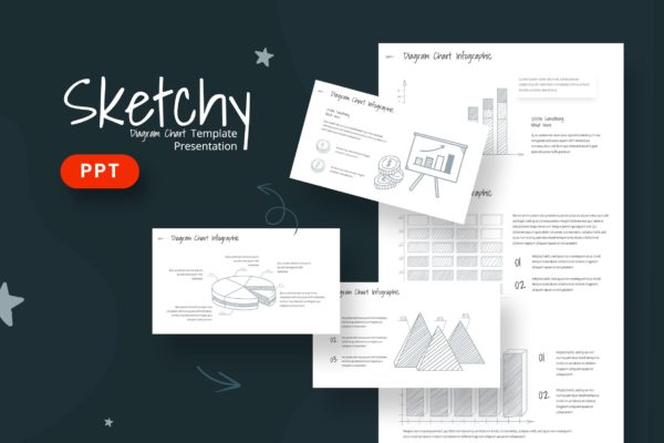 素描信息图表数据PPT创意模板 Sketchy Infographic Powerpoint Template