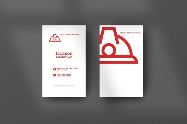 管道街道施工企业名片模板 Vertical Business Card Construction