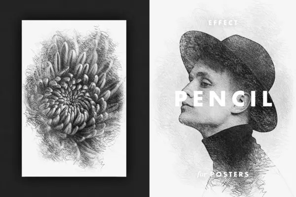 铅笔画阴影特效海报模板 Pencil Hatches Effect for Posters