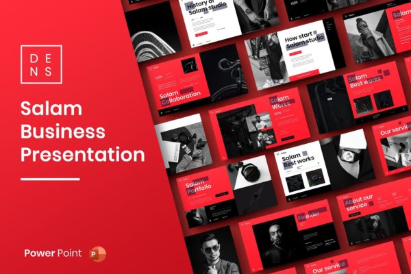 红黑高端配色PPT幻灯片模板素材 Salam  – Business PowerPoint Template