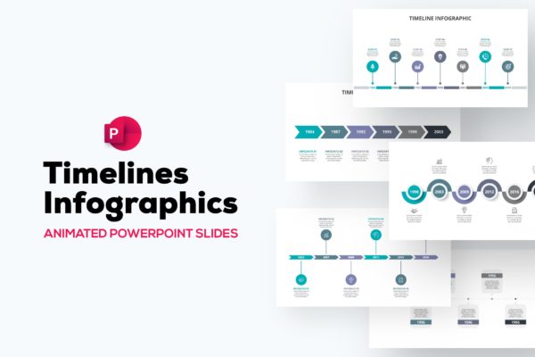 时间轴动画图表PPT模板下载 Timelines Animated PowerPoint Presentation. Set 02