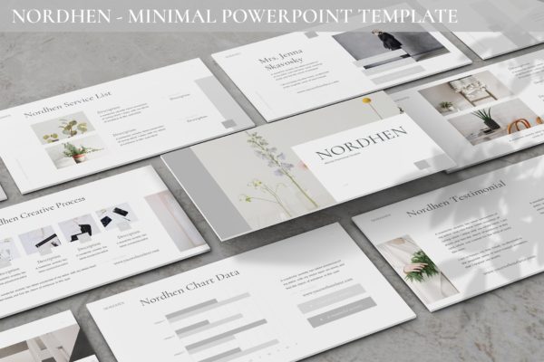 极简摄影展示PPT幻灯片模板 Nordhen – Minimal Powerpoint Template