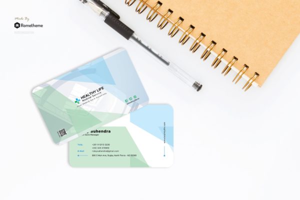 医疗服务医院名片排版设计模板 Exam – Medical Service Business Card RY