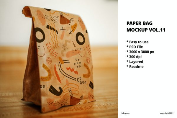 牛皮纸食品外卖袋设计样机v11 Paper Bag Mockup Vol.11