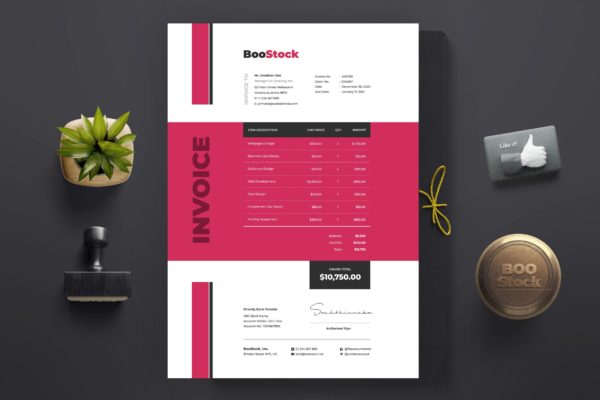 账目单据发票设计模板v38 Invoice Template 38