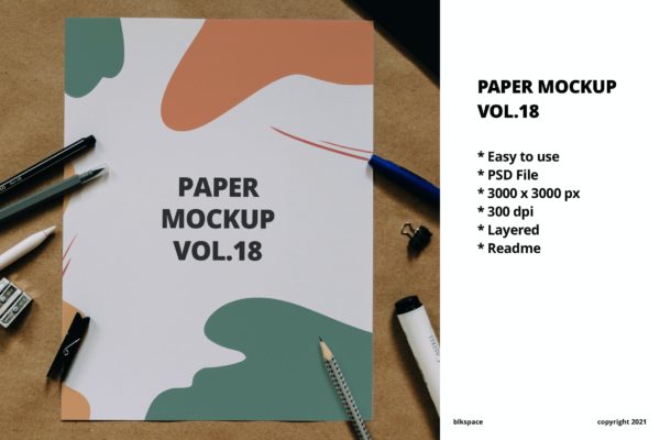 海报素描作品展示纸张样机模板v18 Paper Mockup Vol.18