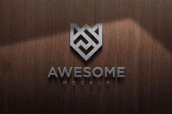 木墙标志Logo企业品牌展示样机v3 Wood Wall Logo Mockup