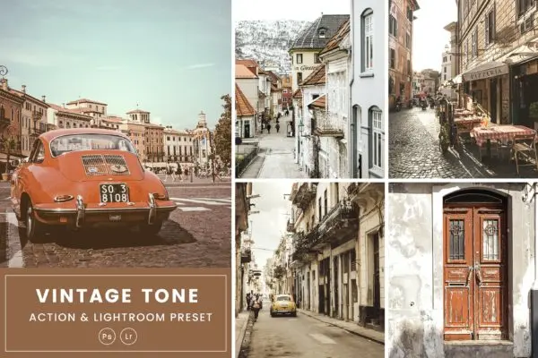 老年代复古色调PS动作&LR预设素材 Vintage Tone Action & Lightrom Presets