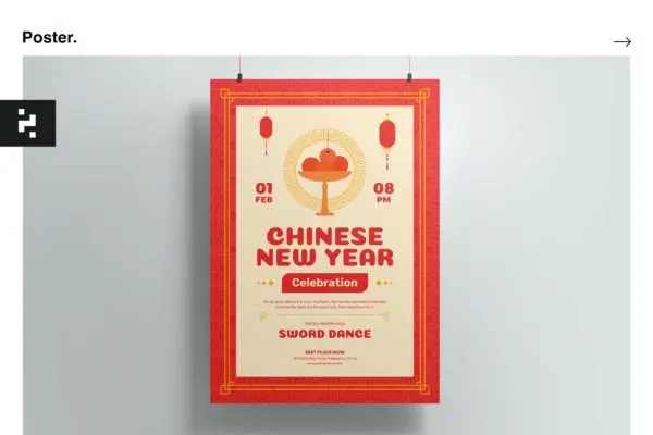 中国新年海报宣传单模板套装下载 Chinese New Year Poster Kit Template