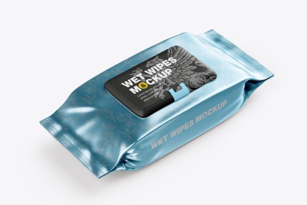 光滑面湿巾包装设计样机模板素材 Glossy Wet Wipes Mockup