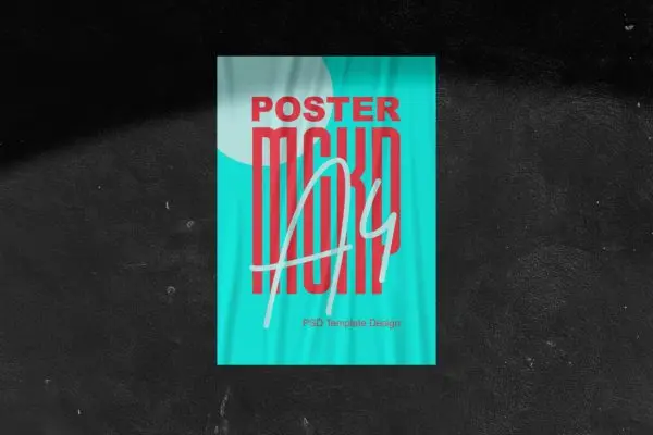 胶粘海报设计展示样机模板 Glued Poster Mockup